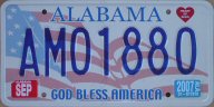 embossed Alabama God Bless America