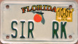 2007 Florida motorcycle vanity "SIR RK"