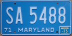 Maryland passenger car plate