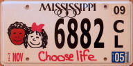 Mississippi Choose Life specialty plate