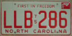 NC passenger car plate