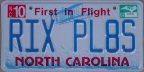 2007 North Carolina vanity plate "RIX PL8S"