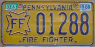 1986 firefighter org plate