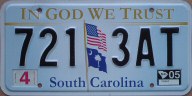 embossed South Carolina In God We Trust