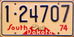 1974 South Dakota passenger car plate
