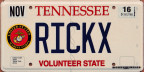 2016 Tennessee vanity "RICKX"