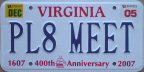 Virginia "PL8 MEET" vanity plate