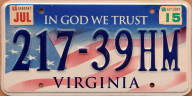 Virginia In God We Trust passenger car