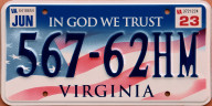 2023 Virginia In God We Trust specialty plate