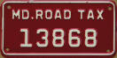 Undated Maryland road tax plate