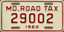 1960 Maryland road tax plate