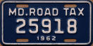 1962 Maryland road tax plate