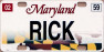2016-present Maryland toy vanity plate
