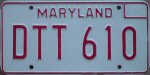 Maryland passenger car license plate