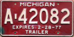 1977 expiration Michigan five-year trailer